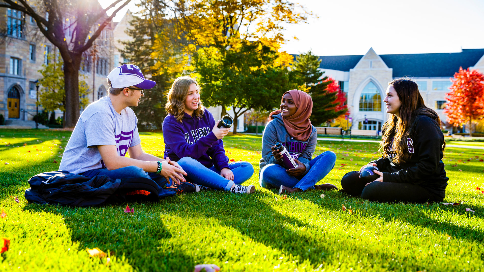 group of students in lower quad