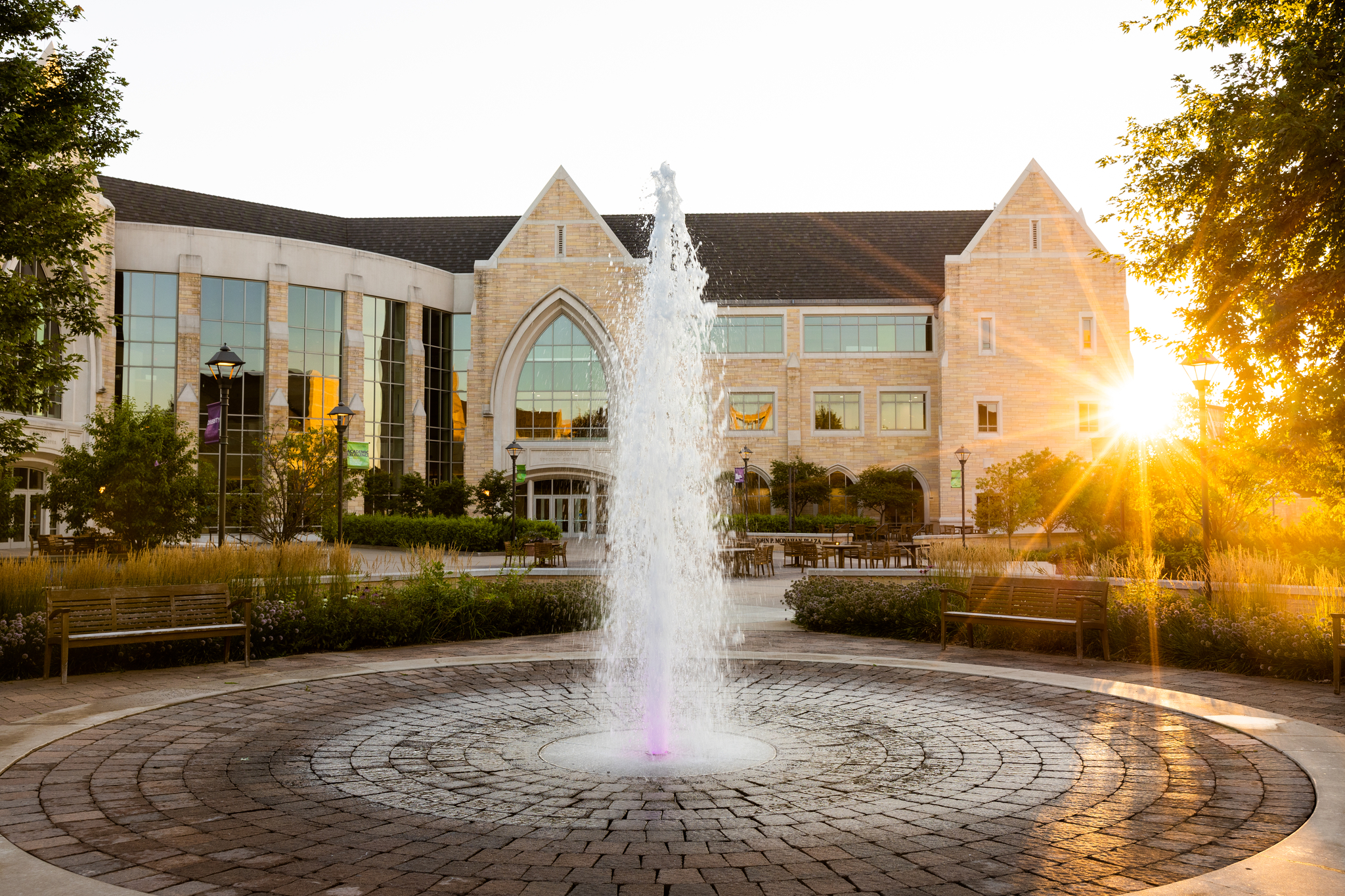  Campus scene of the fountain in front of ASC taken on a Summer evening