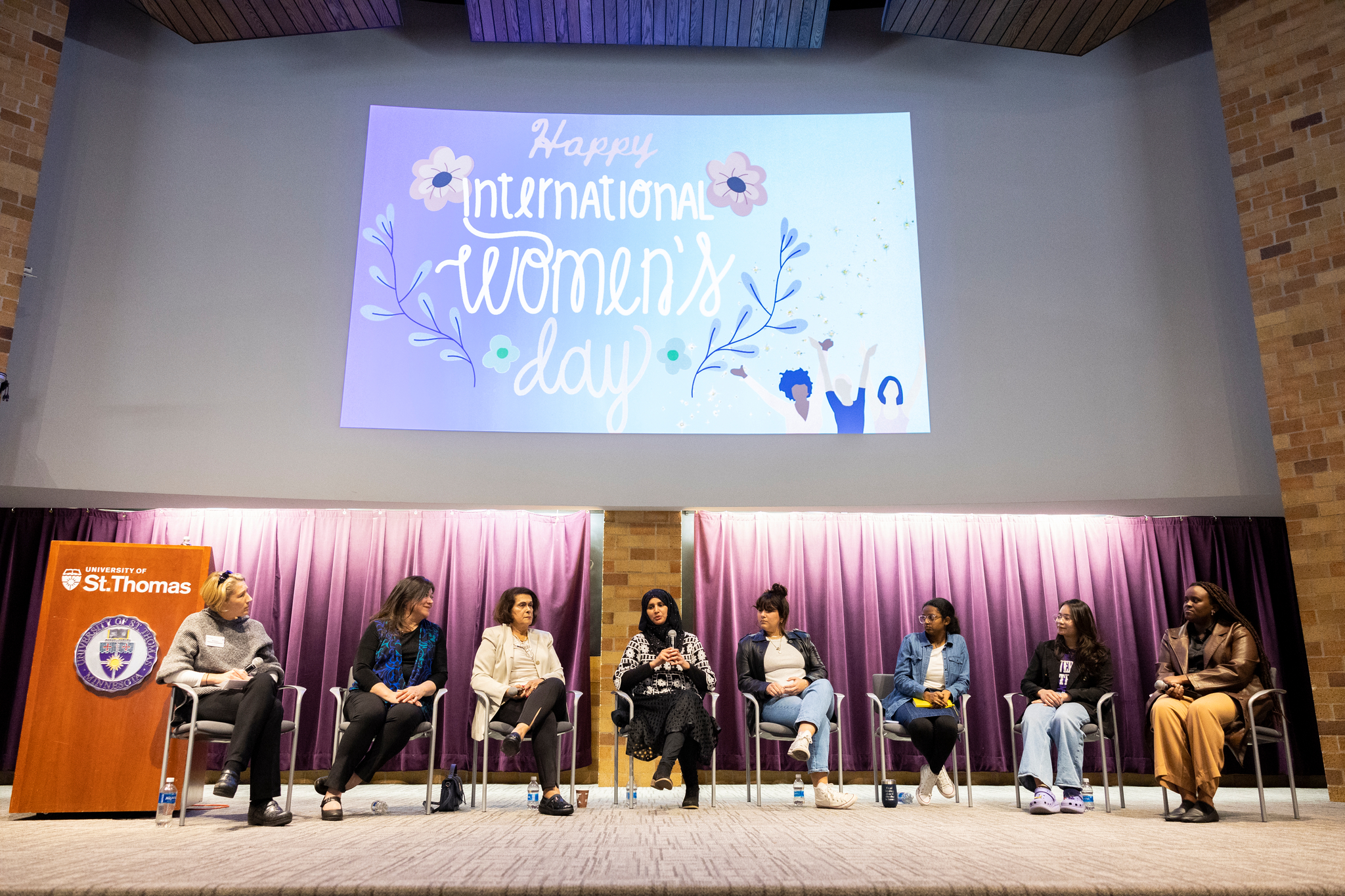 International Women's Day celebration panel discussion presented by the Luann Dummer Center for Women in the O’Shaughnessy Educational Center auditorium