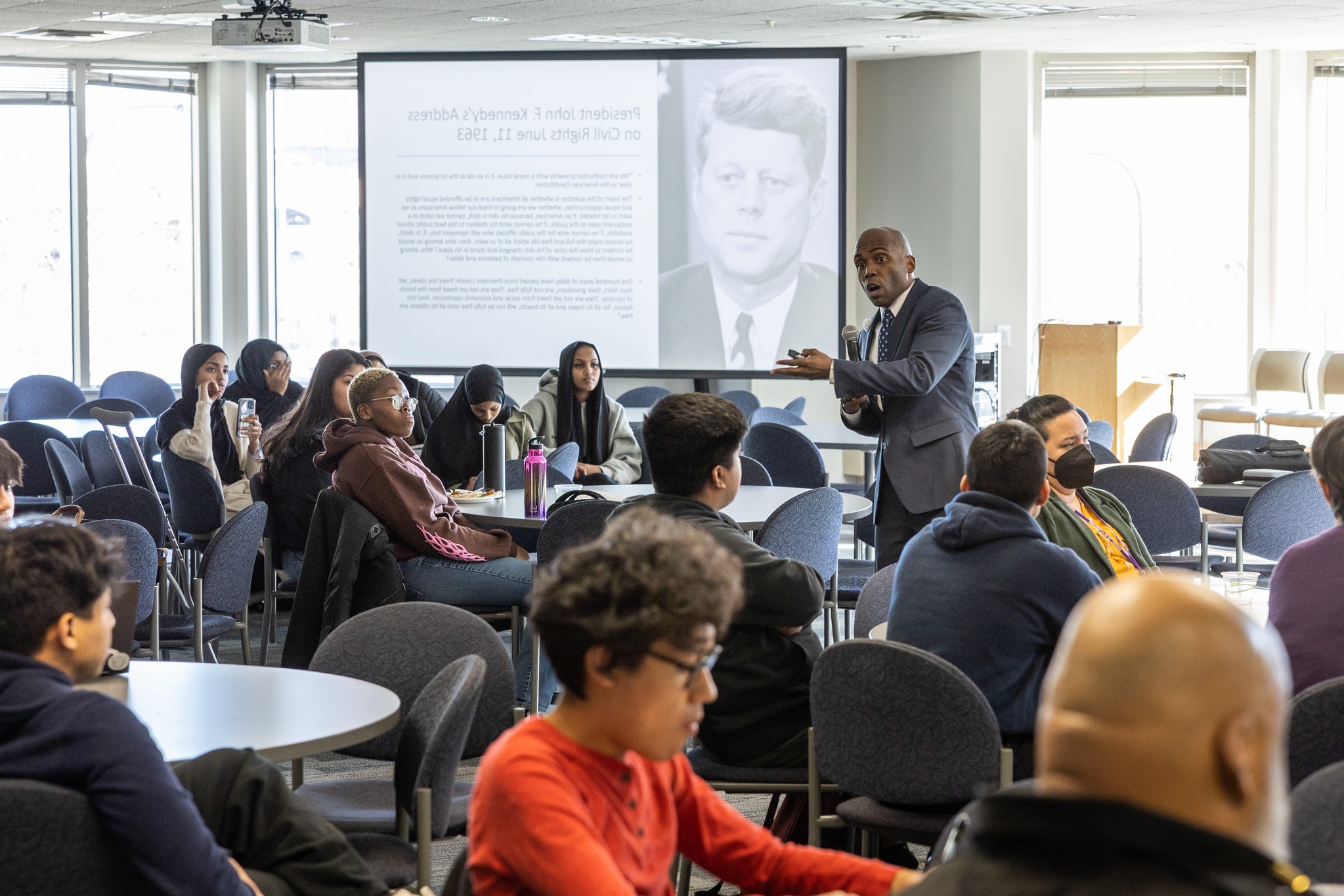Yohuru Williams, Director of the Racial Justice Initiative speaks at a talk entitled “More Than a Dream: The Radical Roots of the March on Washington” in Opus Hall