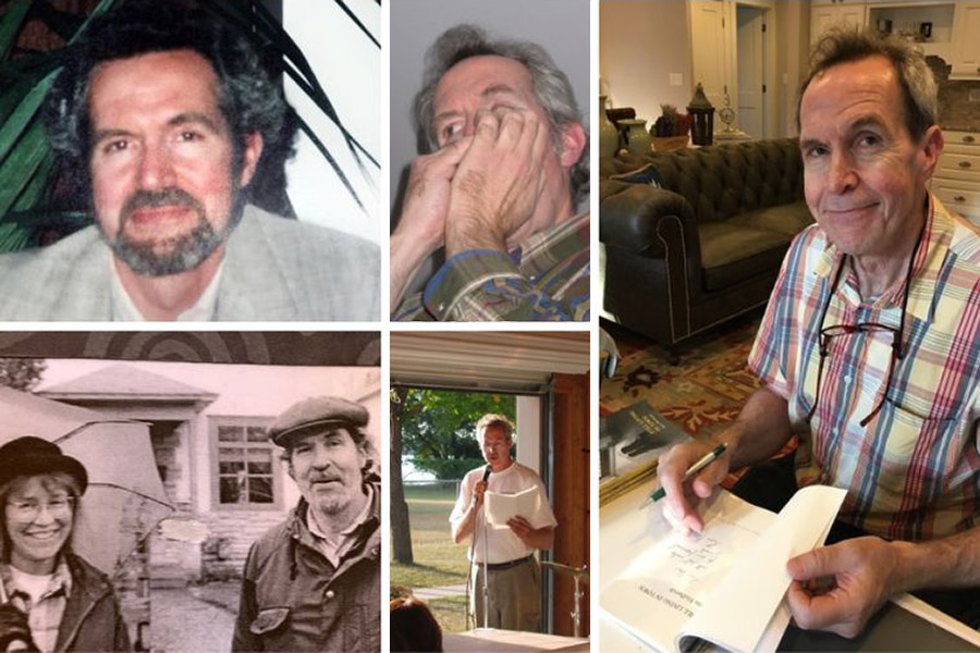 A collage of five photos showing Kevin FitzPatrick in different times of his life.