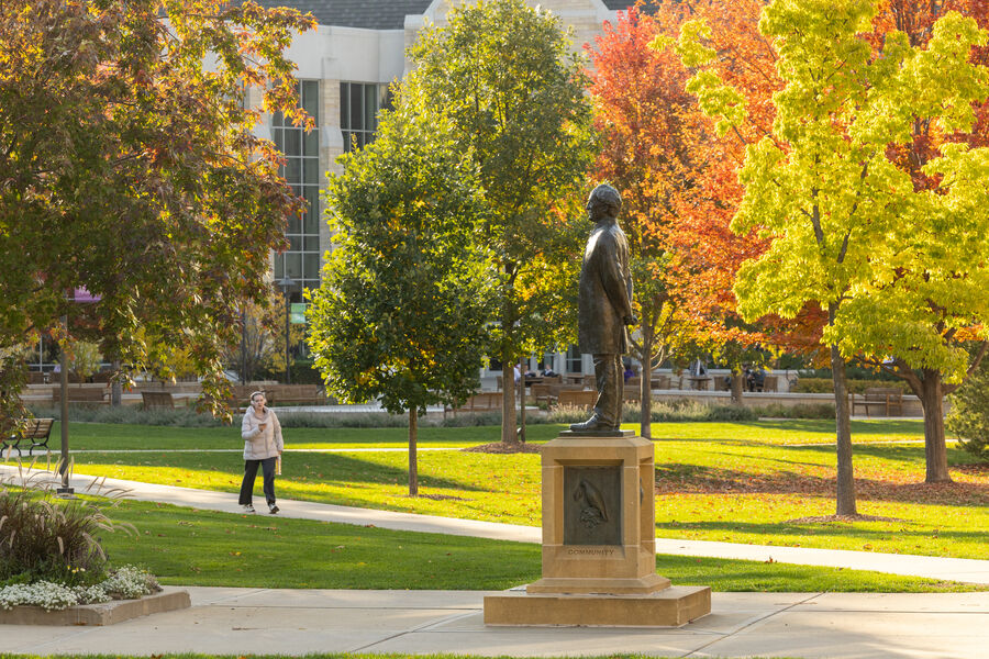 Statue of John Ireland on the St. Thomas St. Paul campus.