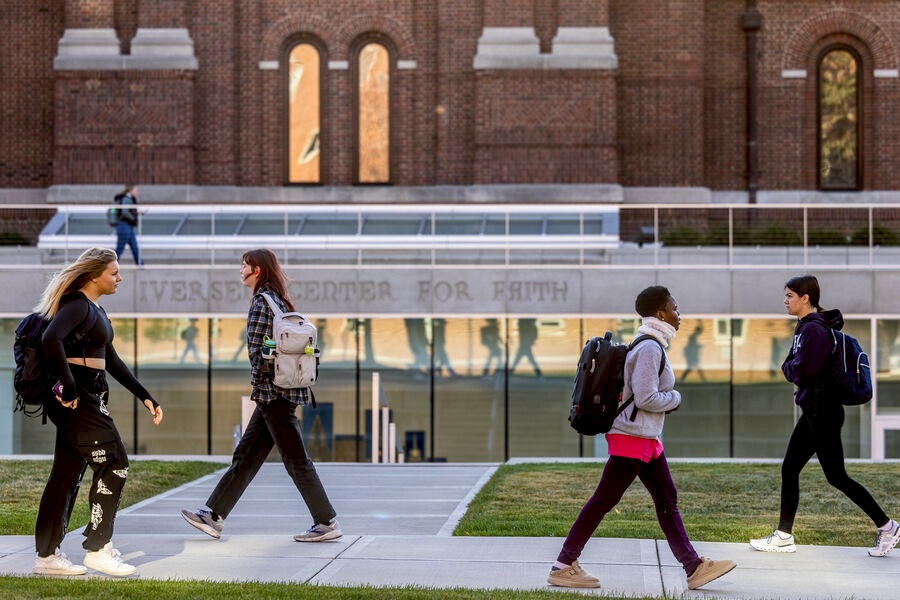 Students walking on the St. Thomas campus.