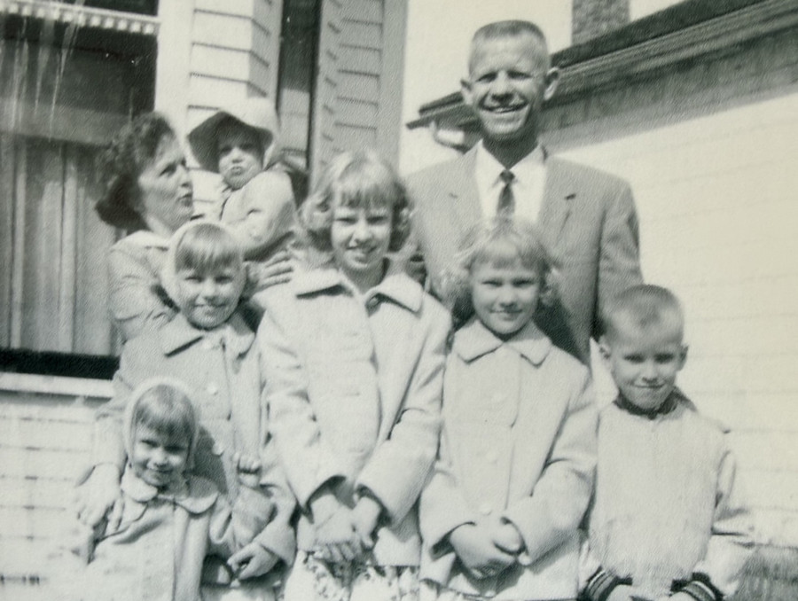 The Winblad family. Wilbur took on extra work, as did Ann and her sisters, to support his three daughters who were in college at the same time.