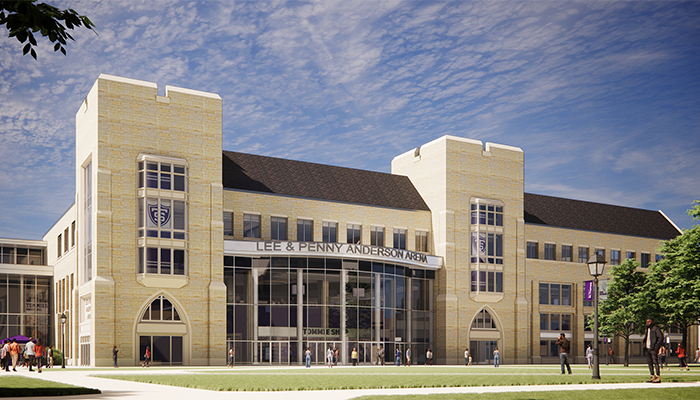 A rendering of the north side of the new Lee and Penny Anderson Arena
