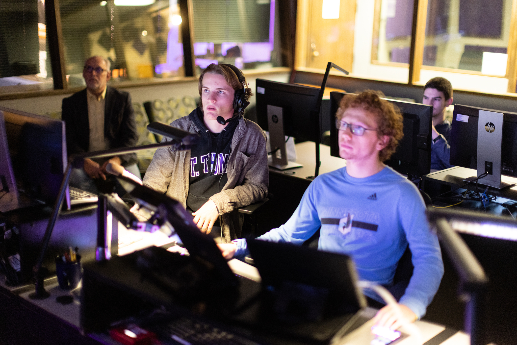Tommie Media students work in the television studio in O’Shaughnessy Education Center