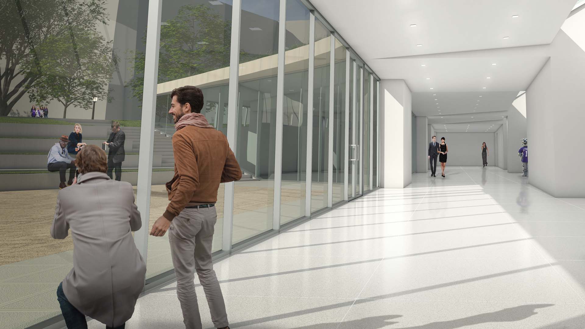 Rendering of the hallway in the Iversen Center for Faith 